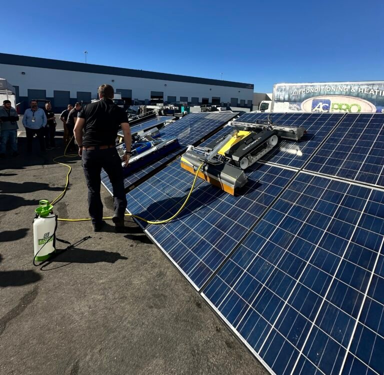 robot on a solar panel